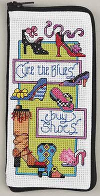 Image of Shoes Eyeglass Case Counted Cross Stitch Kit