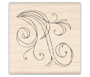 Image of Small Flourish Wood Mounted Rubber Stamp 97242