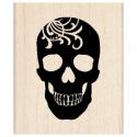 Image of Small Flourish Skull Wood Mounted Rubber Stamp 97184