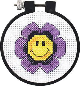 Image of Smiley Face Flower Counted Cross Stitch Kit