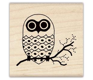 Image of Snowy Dot Owl Wood Mounted Rubber Stamp 97984