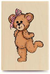 Image of Standing Curly Bear GR1002 Wood Mounted Rubber Stamp