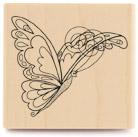 Image of Swirly Butterfly D1043 Wood Mounted Rubber Stamp