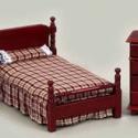 Image of Dollhouse Miniature Mahogany Single Bedroom Set
