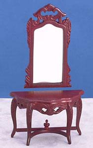 Image of Dollhouse Miniature Mahogany Console with Mirror