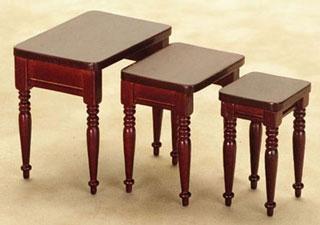 Image of Dollhouse Miniature Mahogany Nested Tables - Set of 3