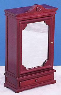 Image of Dollhouse Miniature Mahogany Mirrored Armoire