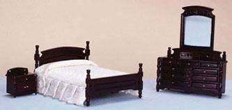 Image of Dollhouse Miniature Mahogany Bedroom Set