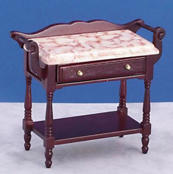 Image of Dollhouse Miniature Mahogany Side Table w/Marble Top