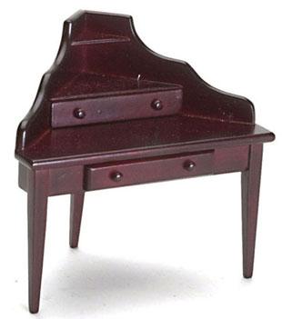 Image of Dollhouse Miniature Mahogany Corner Desk