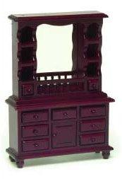 Image of Dollhouse Miniature Mahogany Mirrored Dresser