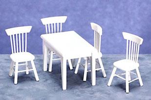 Image of Dollhouse Miniature White Dining Set