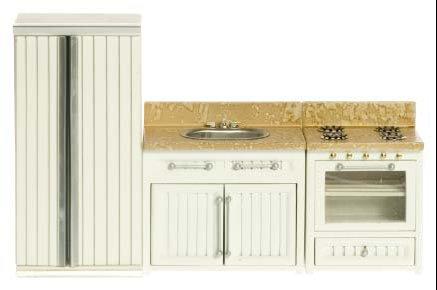 Image of Dollhouse Miniature White Kitchen Appliance Set