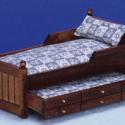 Image of Dollhouse Miniature Walnut Trundle Bed