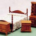 Image of Dollhouse Miniature Walnut Bedroom Set