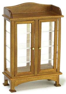 Image of Dollhouse Miniature Walnut Display Cabinet