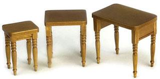 Image of Dollhouse Miniature Walnut Nested Tables.