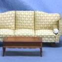 Image of Dollhouse Miniature Beige & Walnut Living Room Set