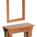 Image of Dollhouse Miniature Pecan Hall Table w/Mirror