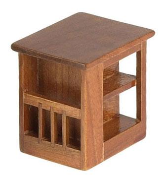 Image of Dollhouse Miniature Pecan End Table w/Magazine Rack