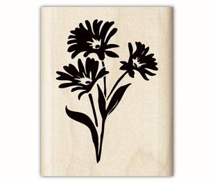 Image of Three Daisies Wood Mounted Rubber Stamp 98009