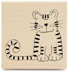 Image of Tiger Cat Wood Mounted Rubber Stamp