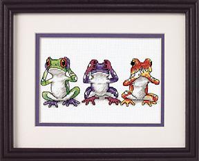 Image of Tree Frog Trio Counted Cross Stitch Kit