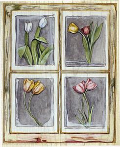 Image of Tulip Window Wood Mounted Rubber Stamp