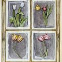 Image of Tulip Window Wood Mounted Rubber Stamp