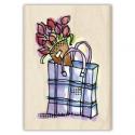 Image of Tulips In A Tote Wood Mounted Rubber Stamp