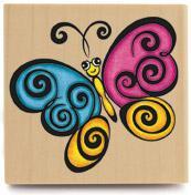 Image of Twirly Butterfly Wood Mounted Rubber Stamp