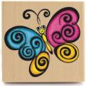 Image of Twirly Butterfly Wood Mounted Rubber Stamp