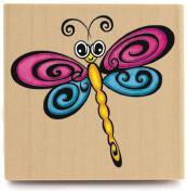 Image of Twirly Dragonfly Wood Mounted Rubber Stamp