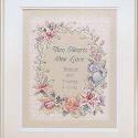 Image of Two Hearts Wedding Record Stamped Cross Stitch Kit