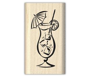 Image of Umbrella Drink Wood Mounted Rubber Stamp