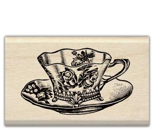 Image of Vintage Teacup Wood Mounted Rubber Stamp 98142