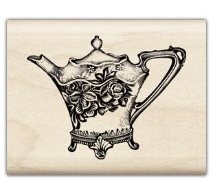 Image of Vintage Teapot Wood Mounted Rubber Stamp 98143