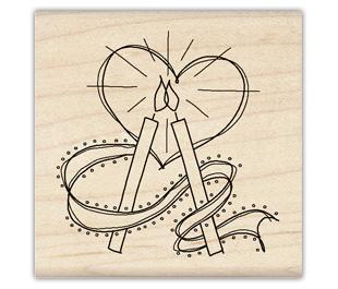 Image of Wedding Candles Wood Mounted Rubber Stamp