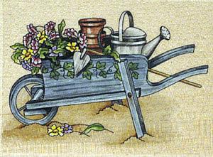 Image of Wheelbarrow Wood Mounted Rubber Stamp