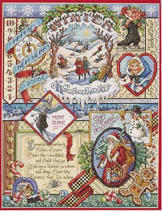 Image of Winter Sampler Counted Cross Stitch Kit