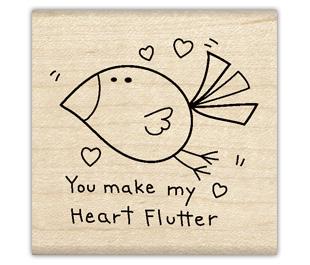 Image of You Make My Heart Flutter Wood Mounted Rubber Stamp 97690
